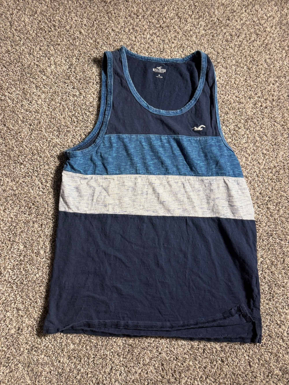 Hollister Navy and Denim Blue Men's Tank